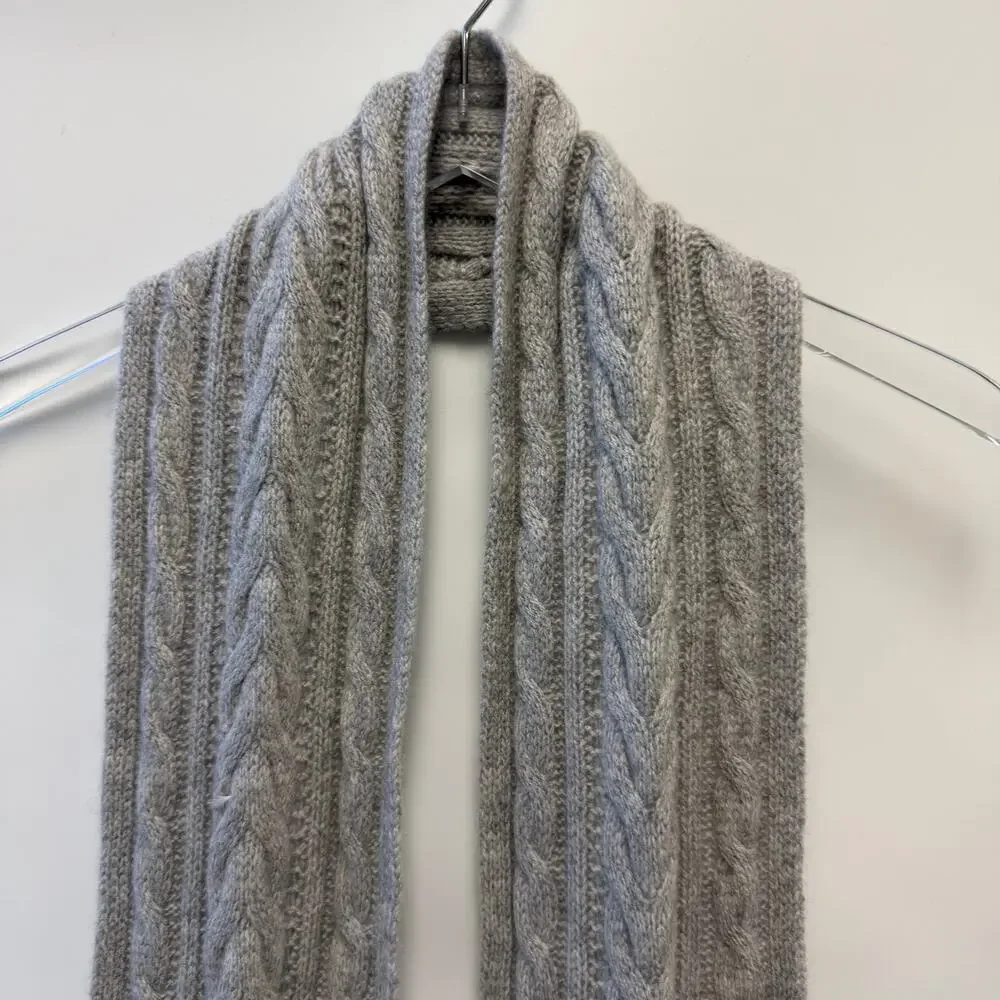 Charter Club 100% Cashmere Cableknit Gray Scarf